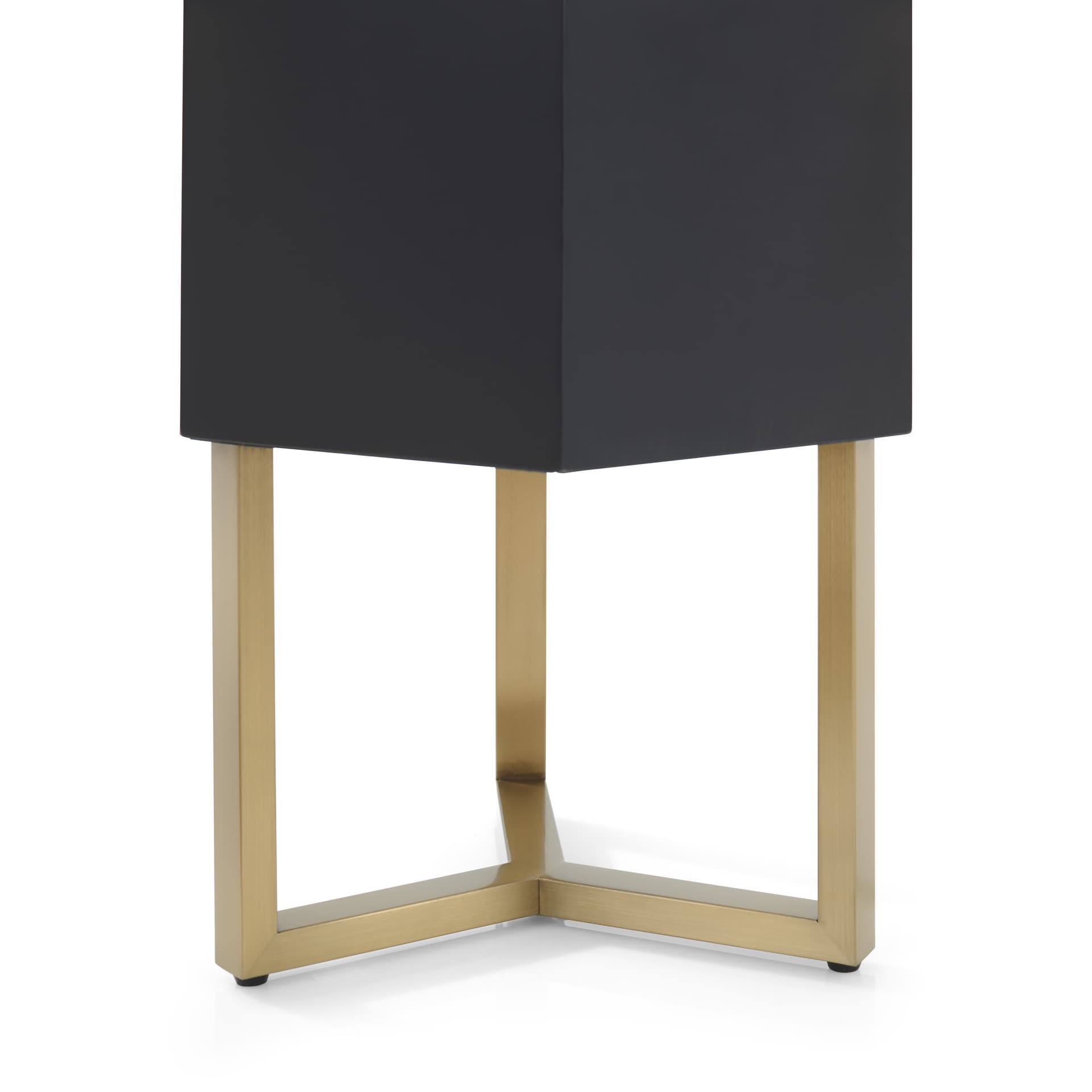 Floor standing pedestal with electroplated gold finished base