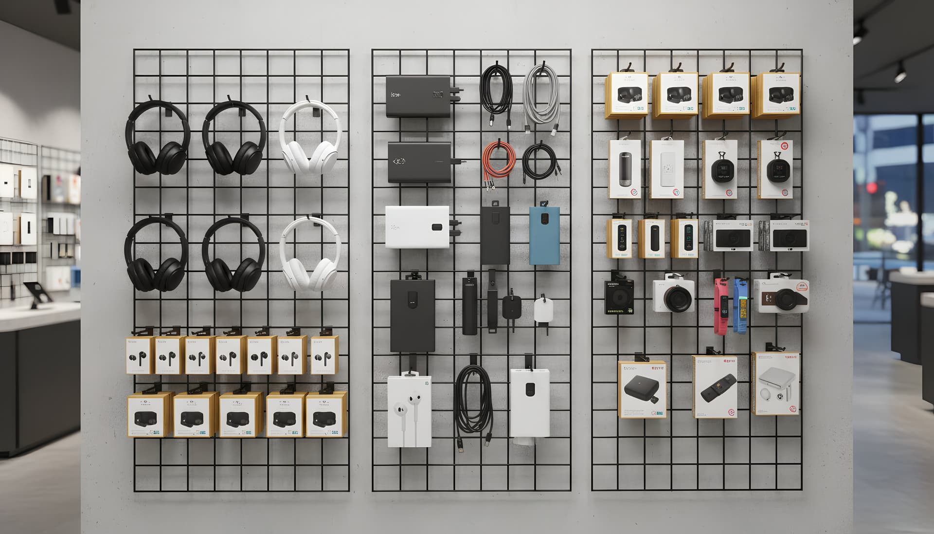 Gridwall panel display in retail environment