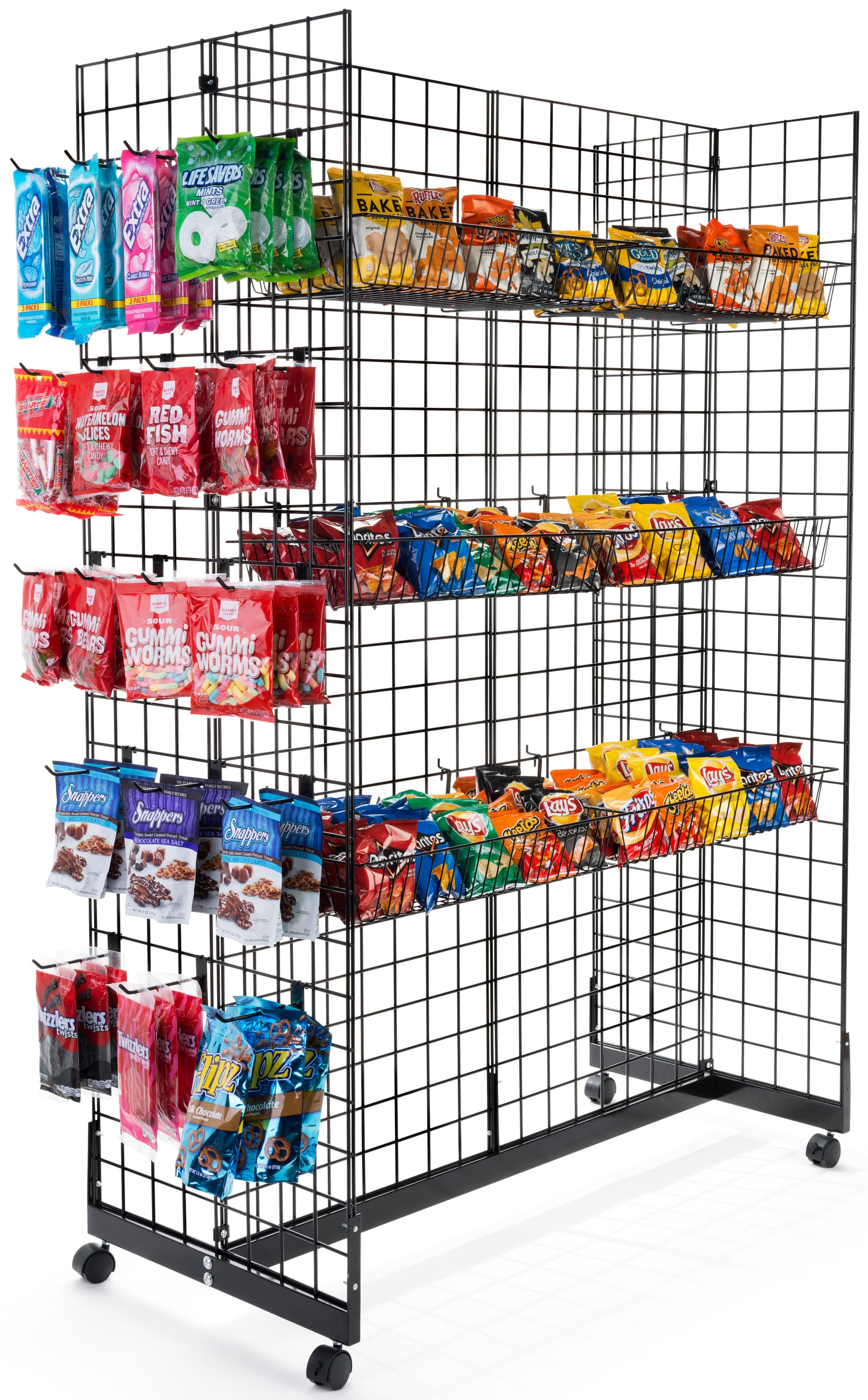Black Gridwall H-Unit Gondola with Hook Accessories