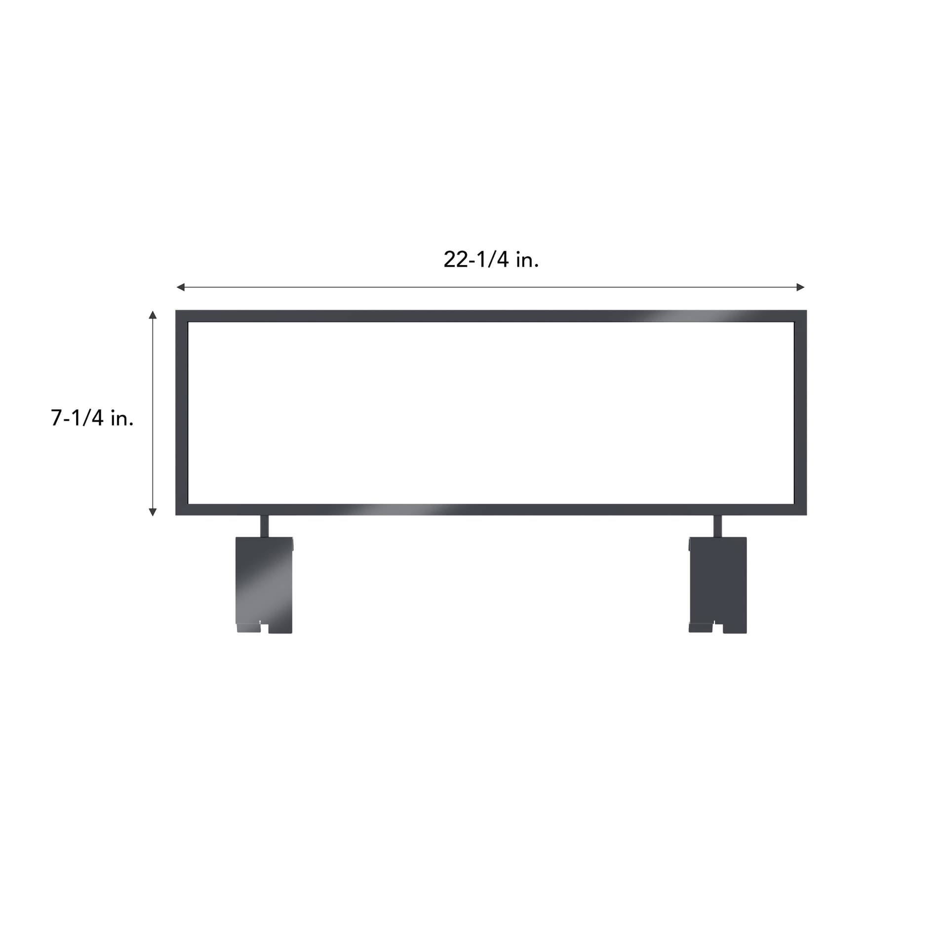 Gridwall sign holder with overall dimensions of 7.25 inches by 22.25 inches