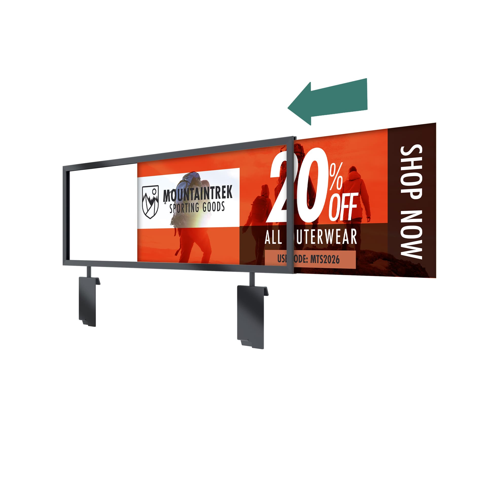 Gridwall sign holder side loading a graphic into it