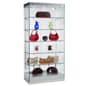 36" Glass Display Case w/Frameless Design, Adjustable Shelves, Sliding Door - Silver