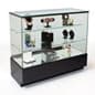 4ft. Glass Retail Counter w/ Mirror Deck, LED, Slider Doors, Ships Assembled, Black