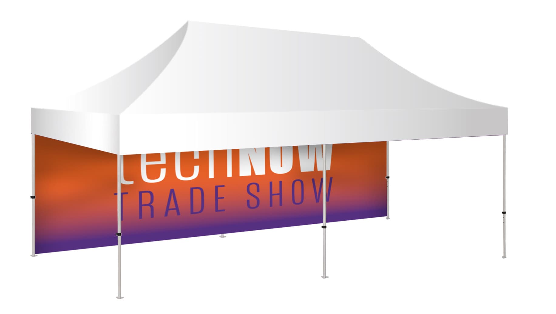 10 x 20 pop up canopy backwall printed on fire retardant polyester 