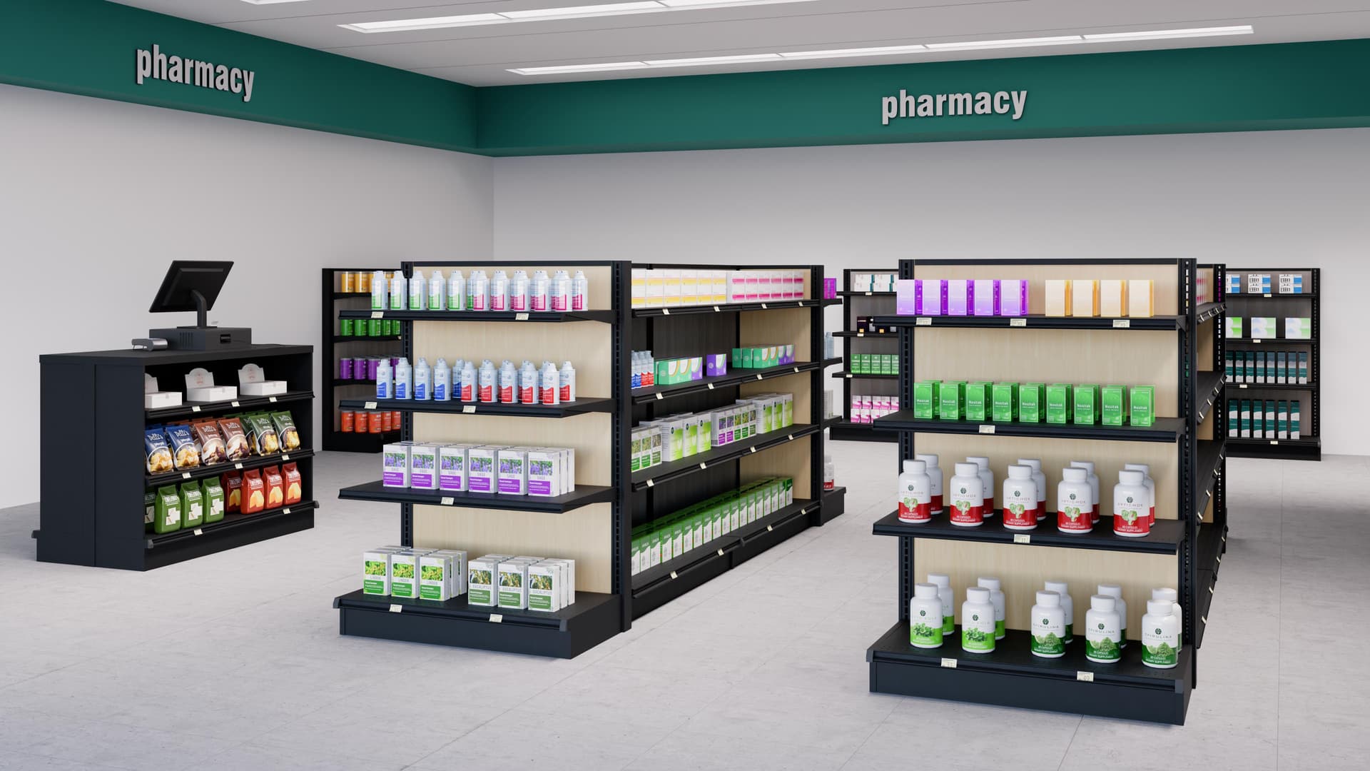 coordinating retail shelving fixture layout