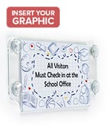 Window sign holder is made from 95% recycled acrylic 