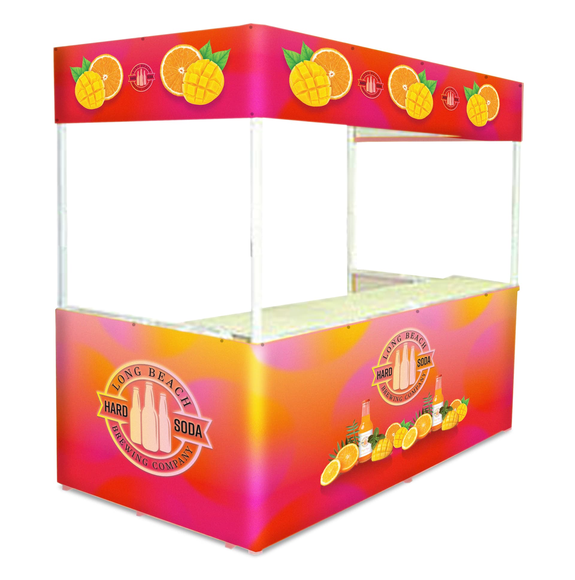 Portable exhibit booth with 8 foot wide construction