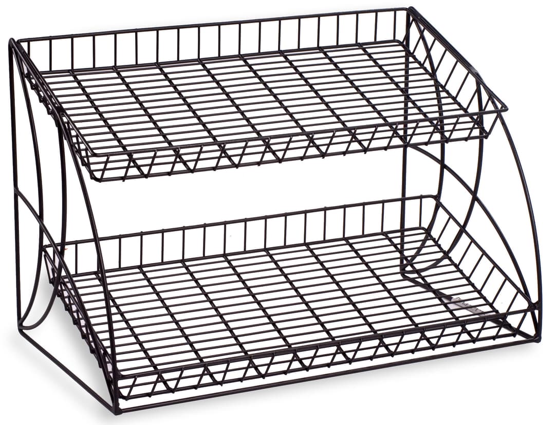 Black Countertop Wire Metal Rack | (2) Shelving Tiers | Displays2Go