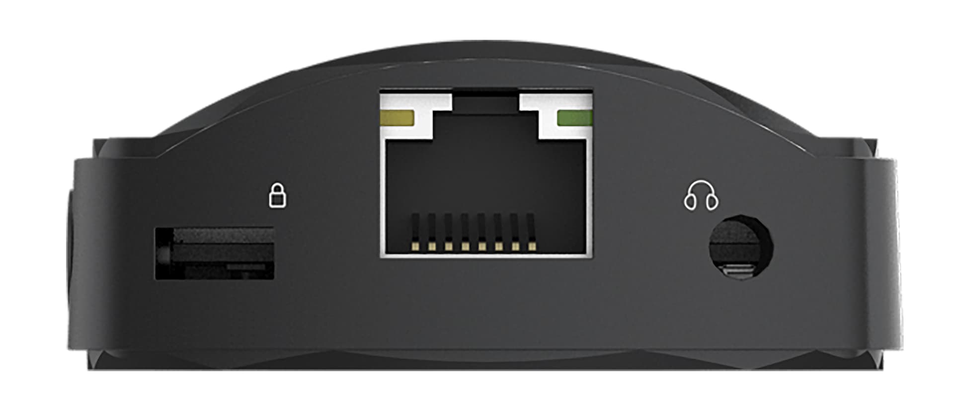 External mini PC stick with Ethernet and headphone jack port