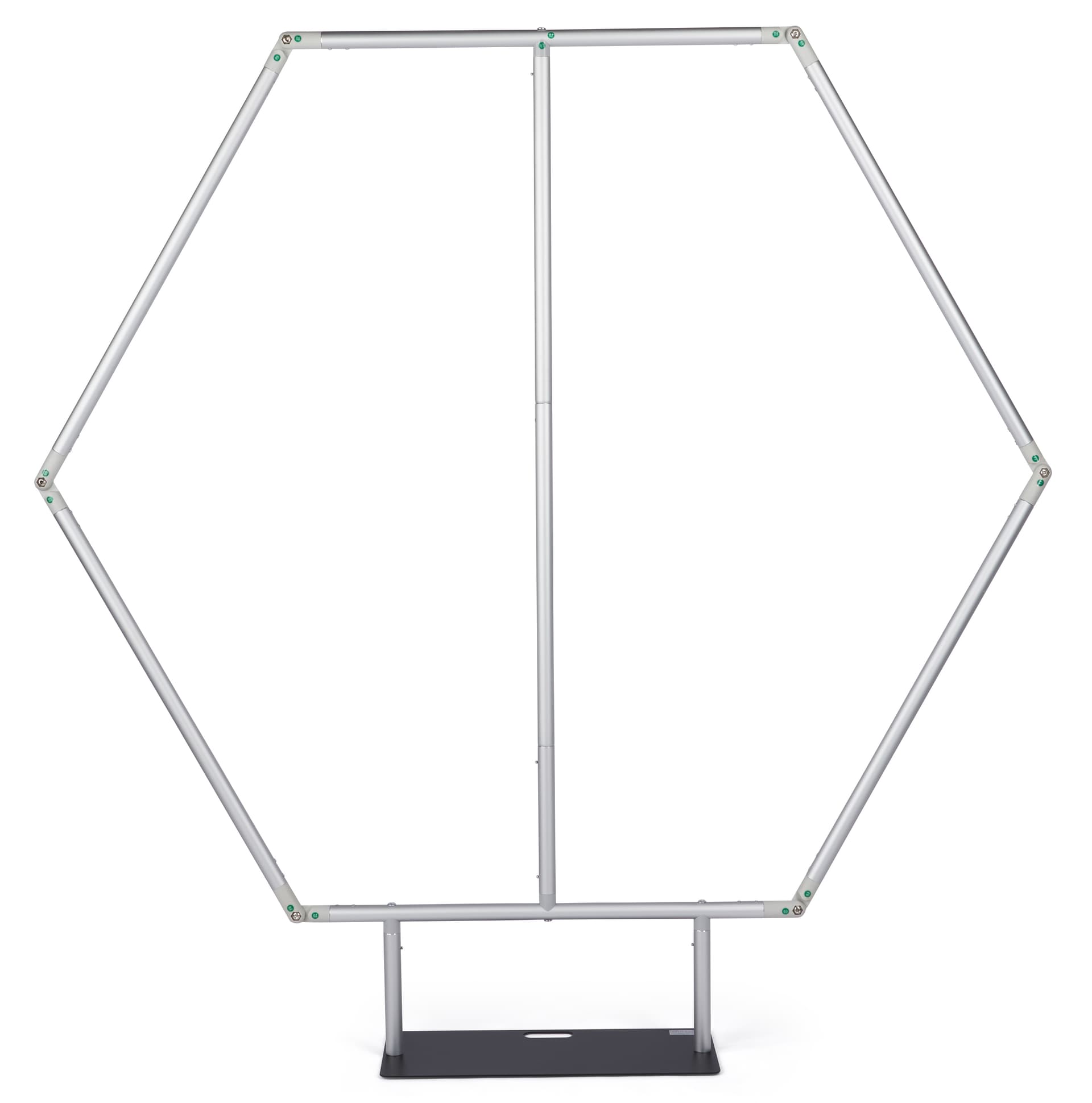 Hexagonal fabric pop up display with easy assembly 