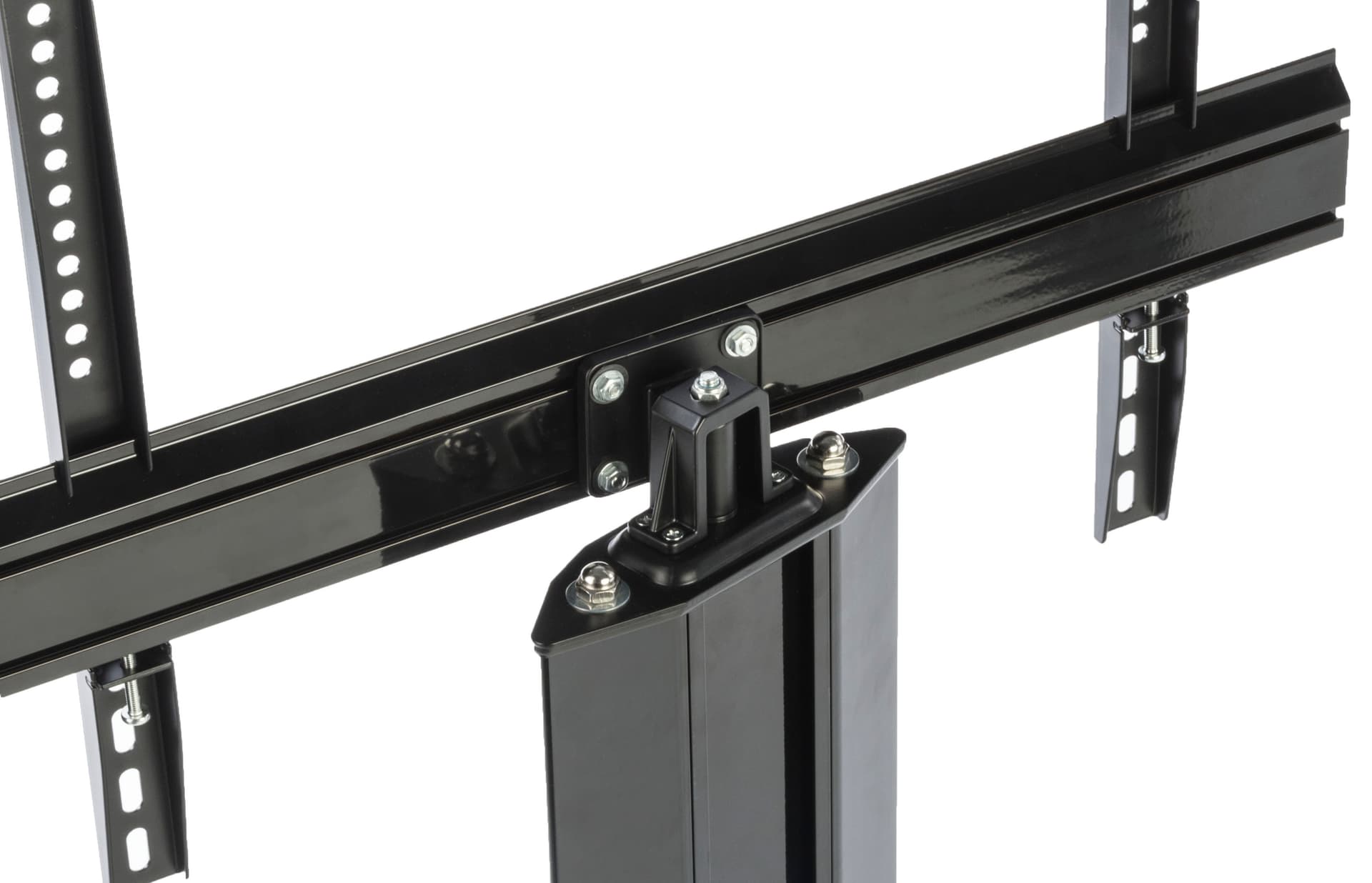 Glass and Metal TV Stand with Swiveling Bracket