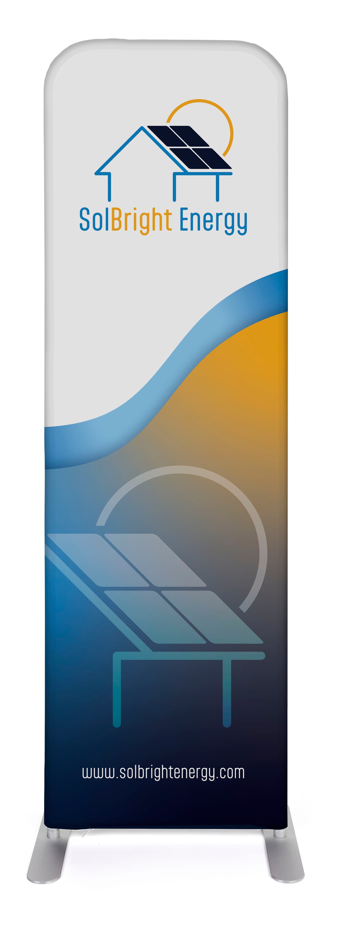 Personalized slip top banner stand with silver frame 