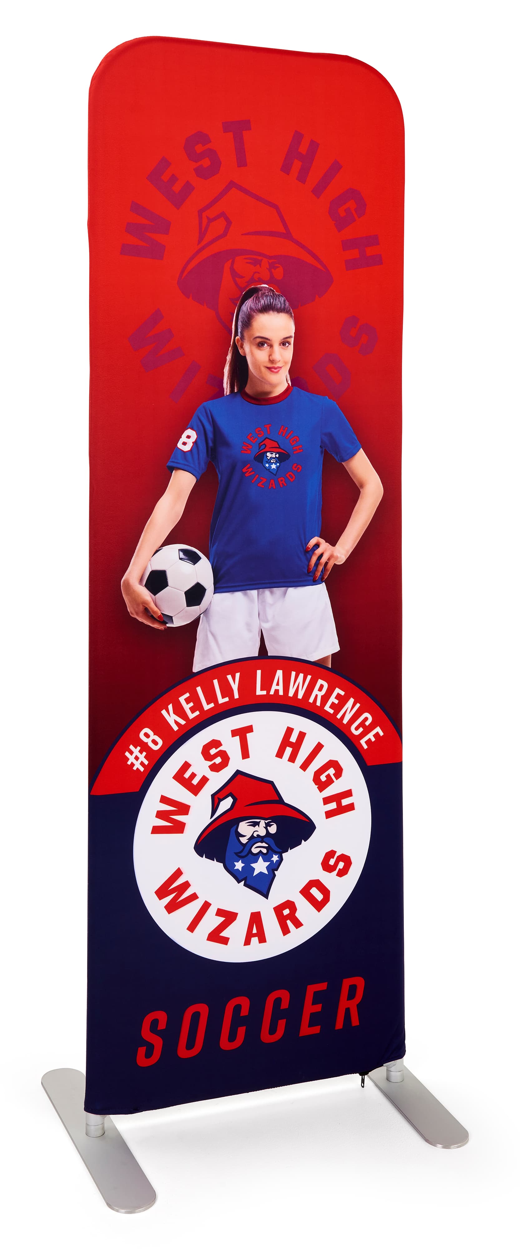 24 inch x 78.75 inch personalized slip top banner stand with full color options 