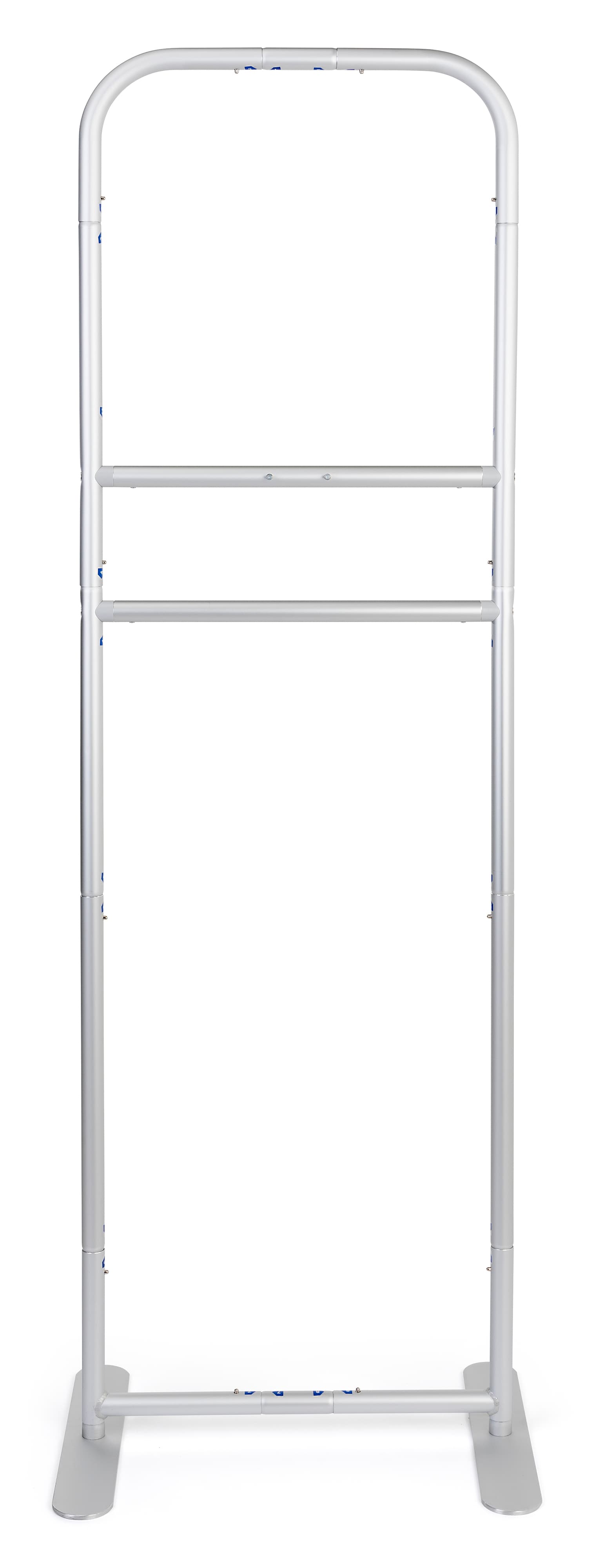24 inch x 78.75 inch banner stand sanitizer dispenser frame with a sleek silver finish 