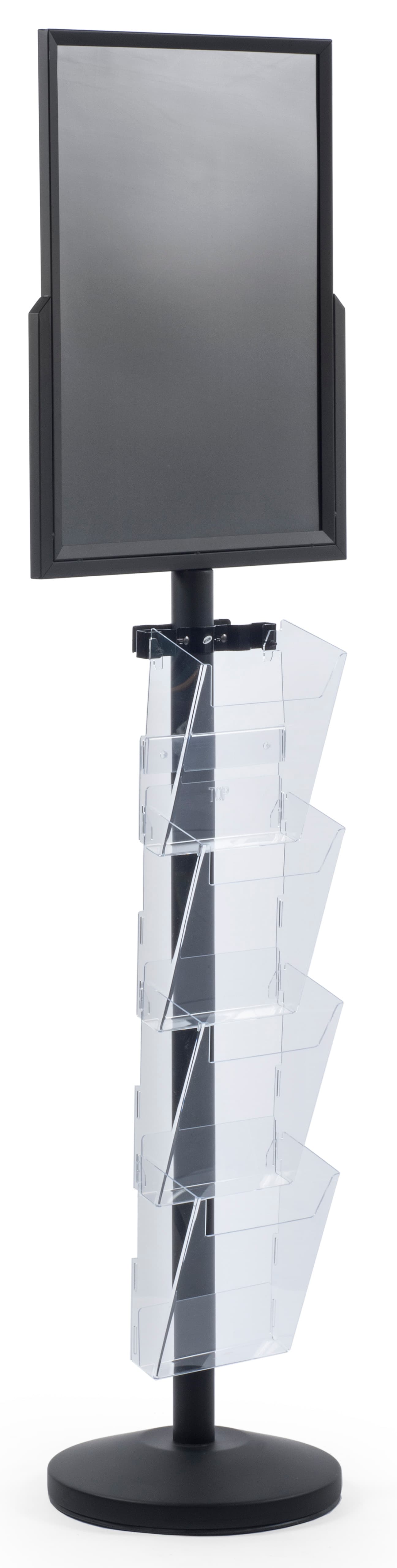 18 x 24 Sign Post with 4 Clear Literature Pockets, 29.5 lbs