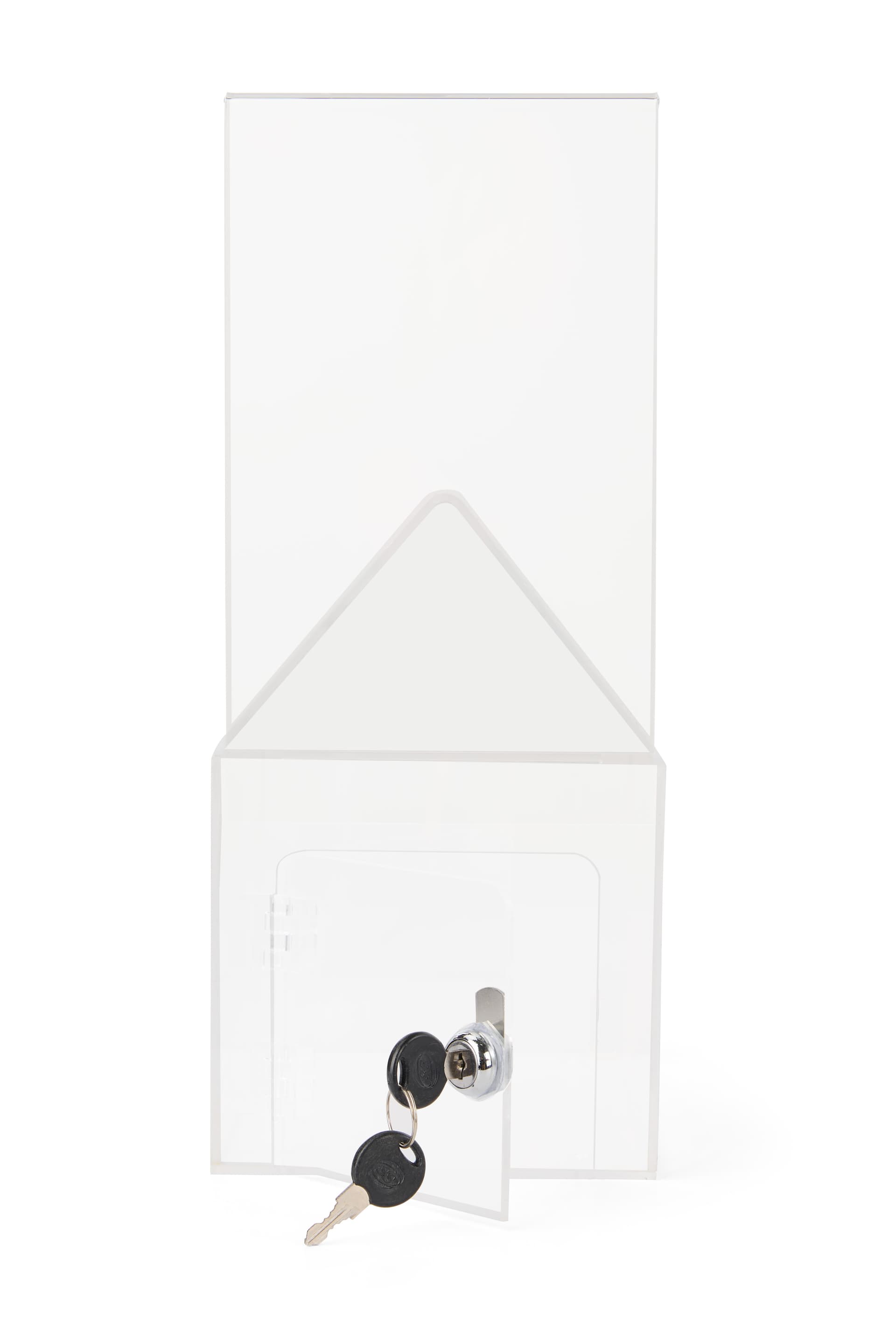 House shaped acrylic box with two keys