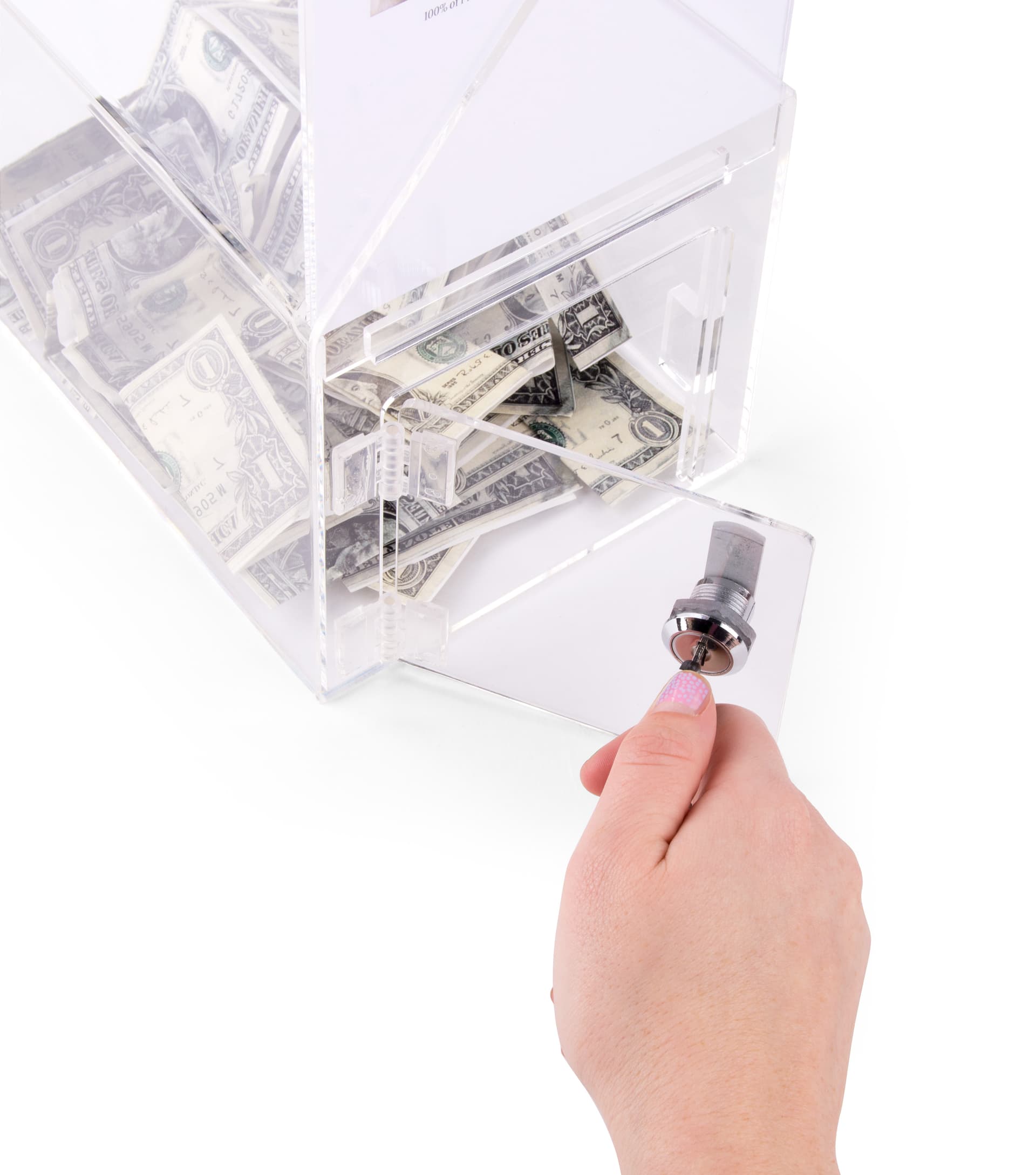 House shaped acrylic box with locking door