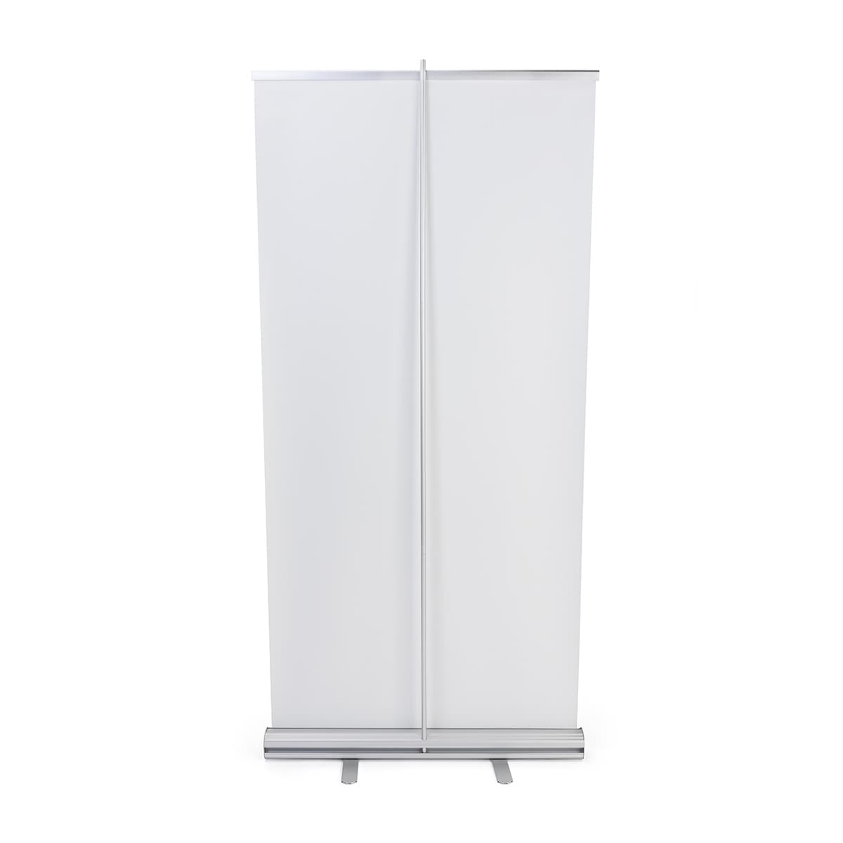 Budget narrow base retractable banner stand with aluminum frame