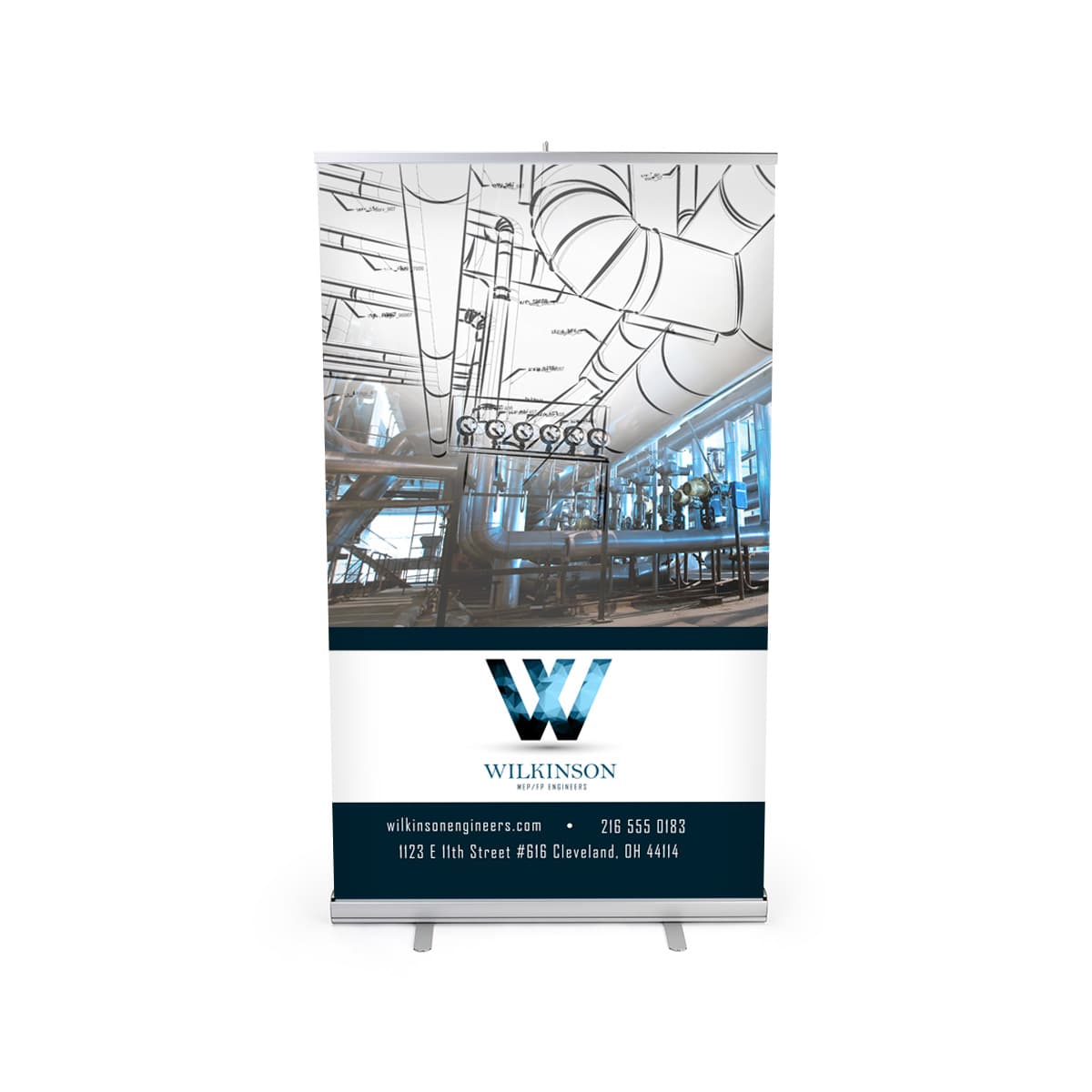 Budget narrow base retractable banner stand with dye sublimation printing 