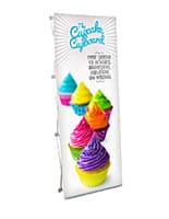Quick fabric pop up banner measures 88 inches tall