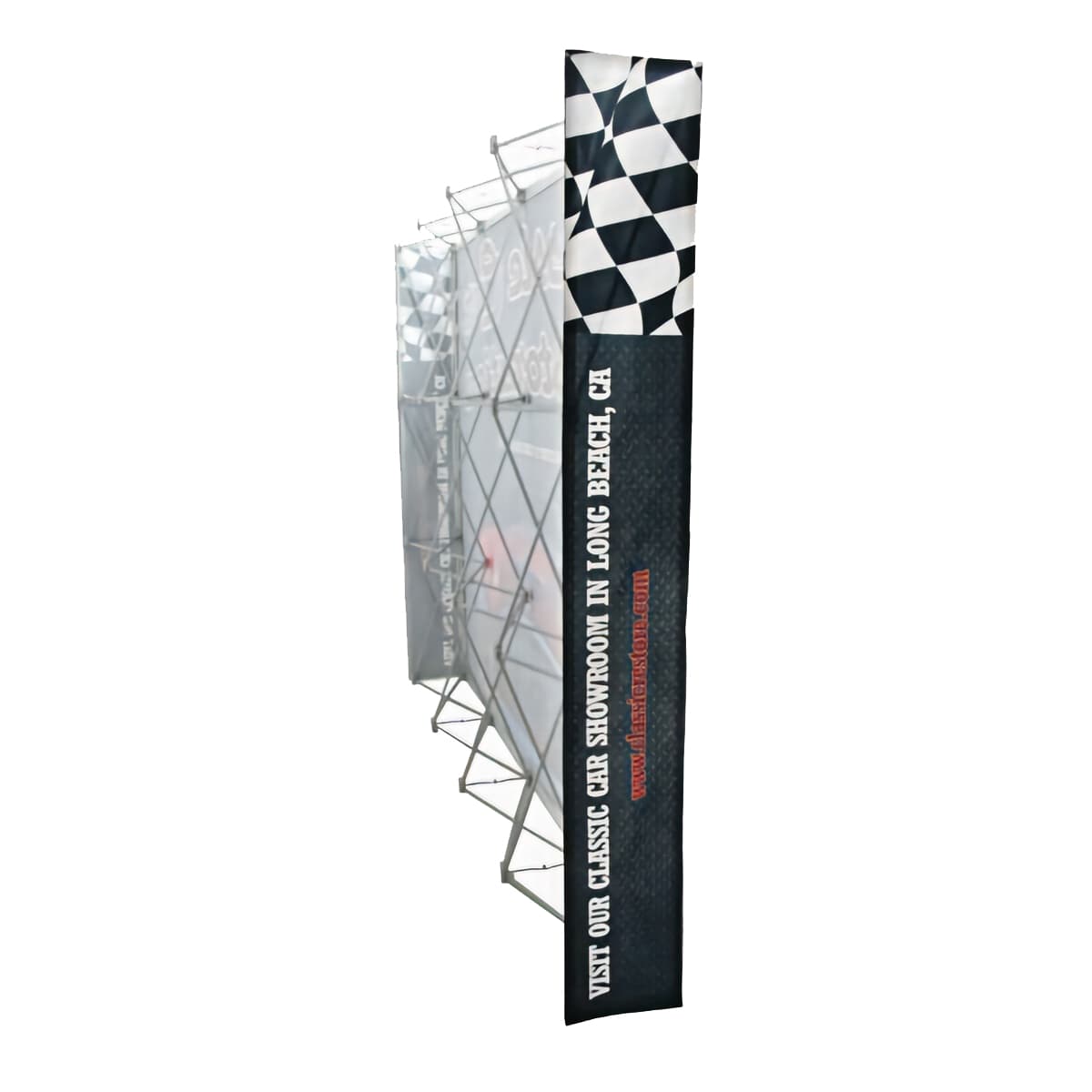 Quick fabric pop up backwall display with collapsible frame 