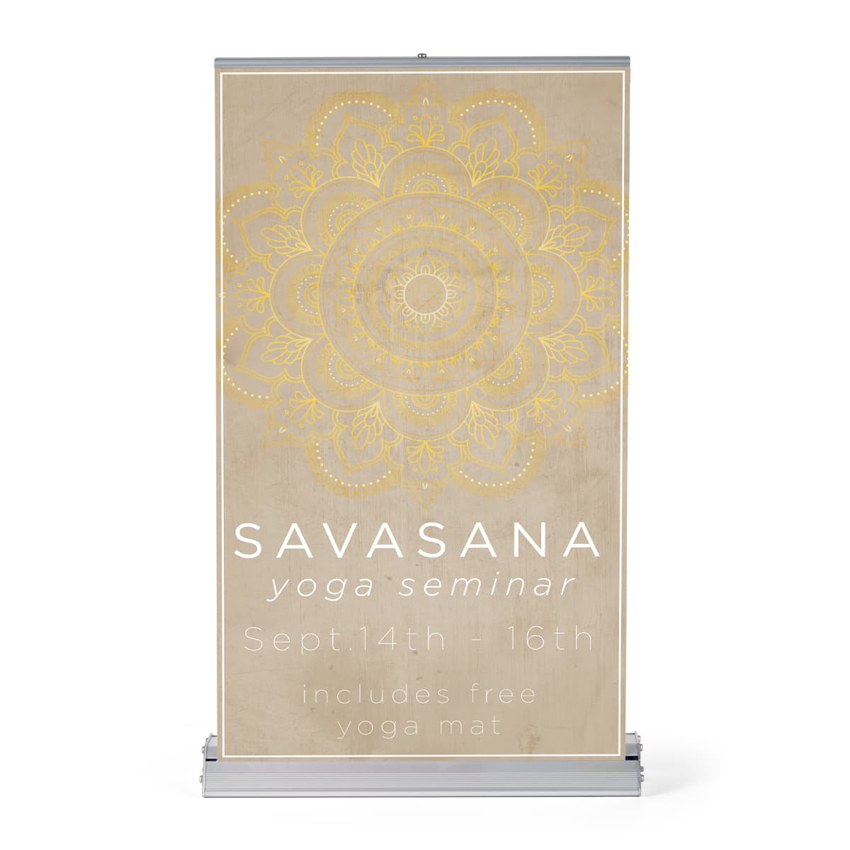 Standard tabletop retractable banner stand with full color graphics
