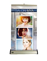 Premium tabletop banner - replacement banner only is made of stay-flat vinyl material