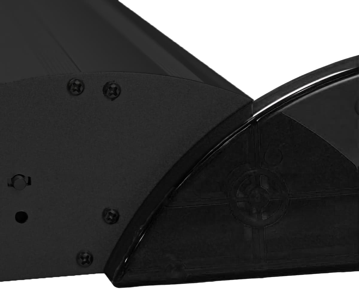 Hardware only premium banner stand with removable black end covers 