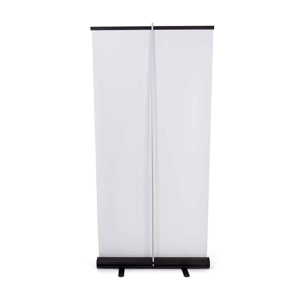 Budget narrow base retractable banner stand with vinyl construction 
