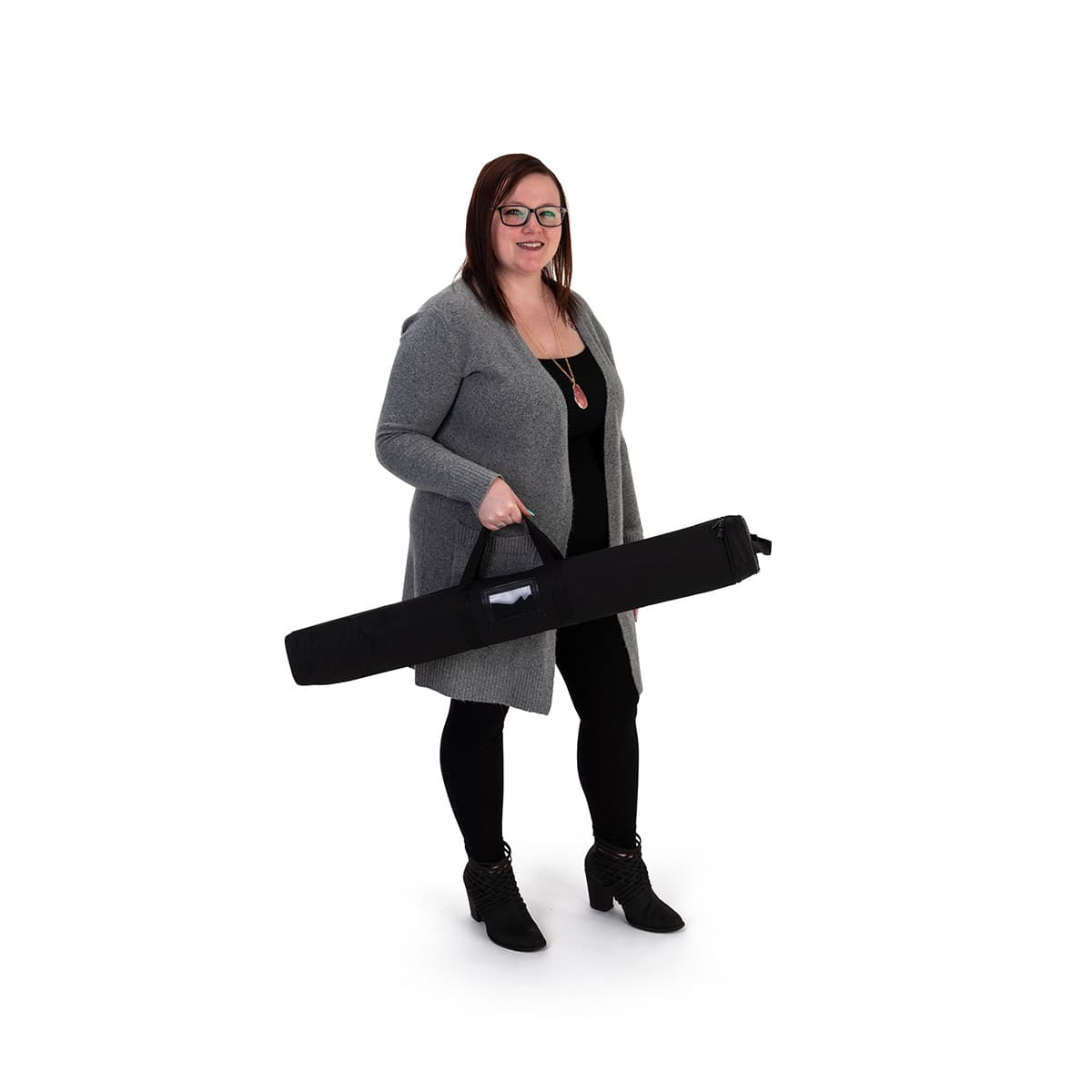 Budget narrow base retractable banner stand with canvas carry bag