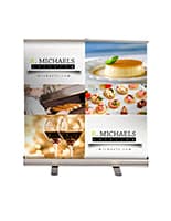 Budget tabletop banner stand with digitally printed graphics
