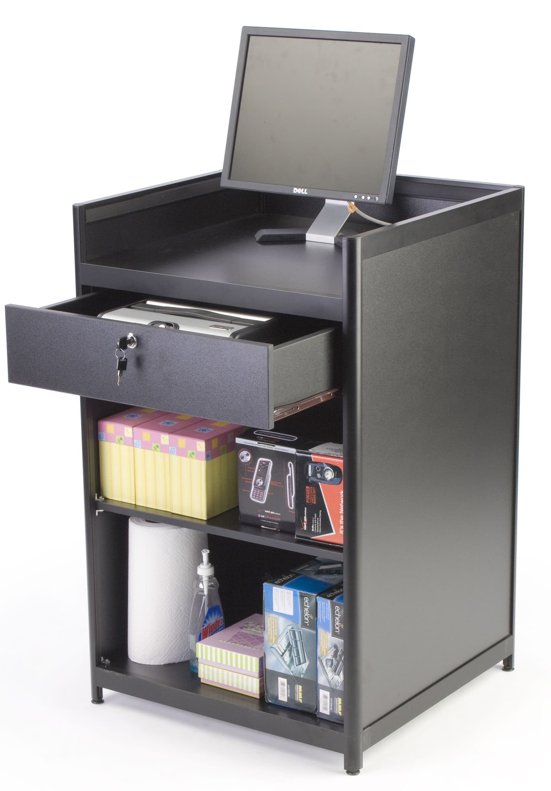 Cash Counter: 24" Wide Black Checkout Counter
