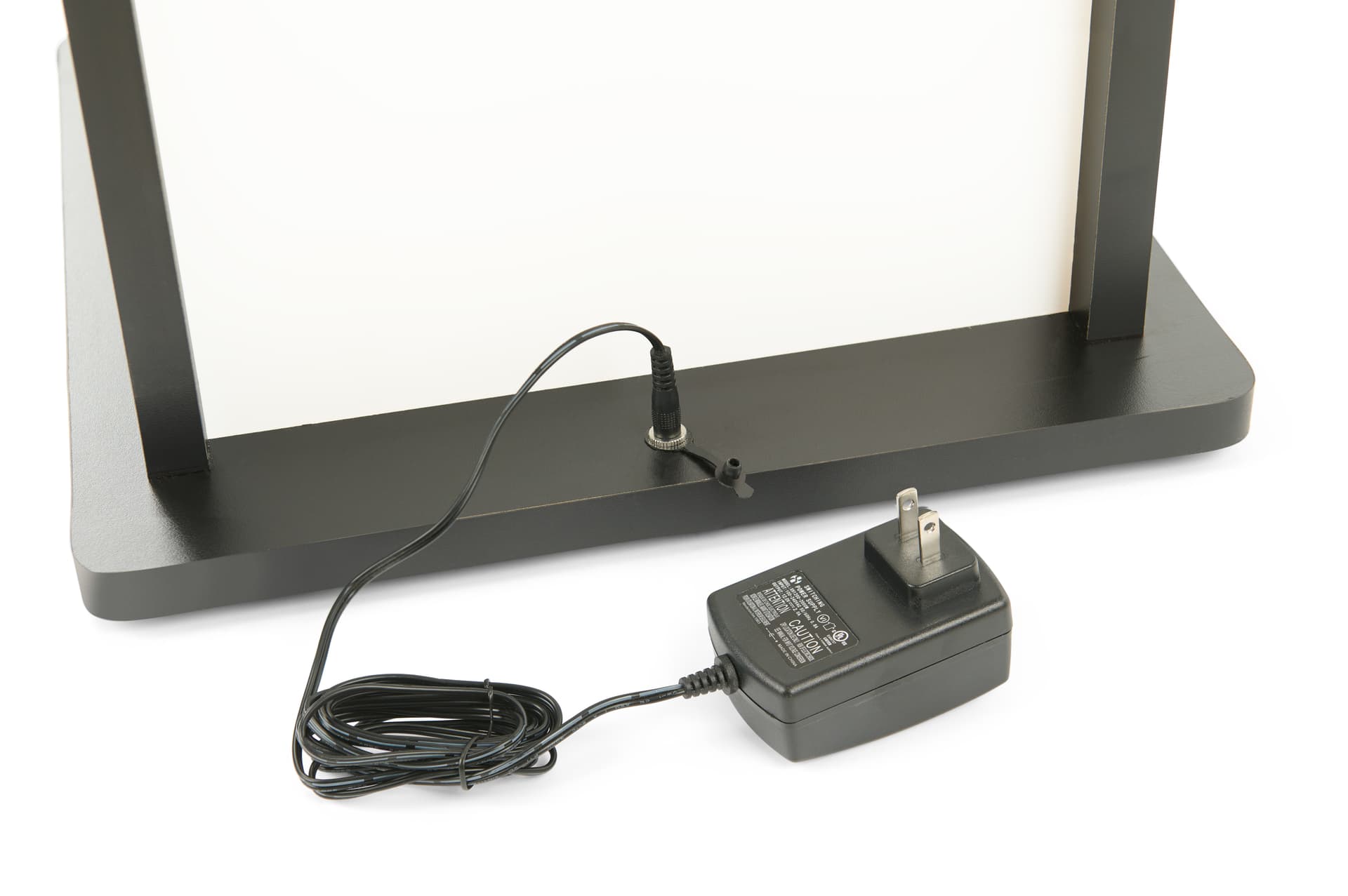 Acrylic pedestal display with LED lights with rear exit power cord