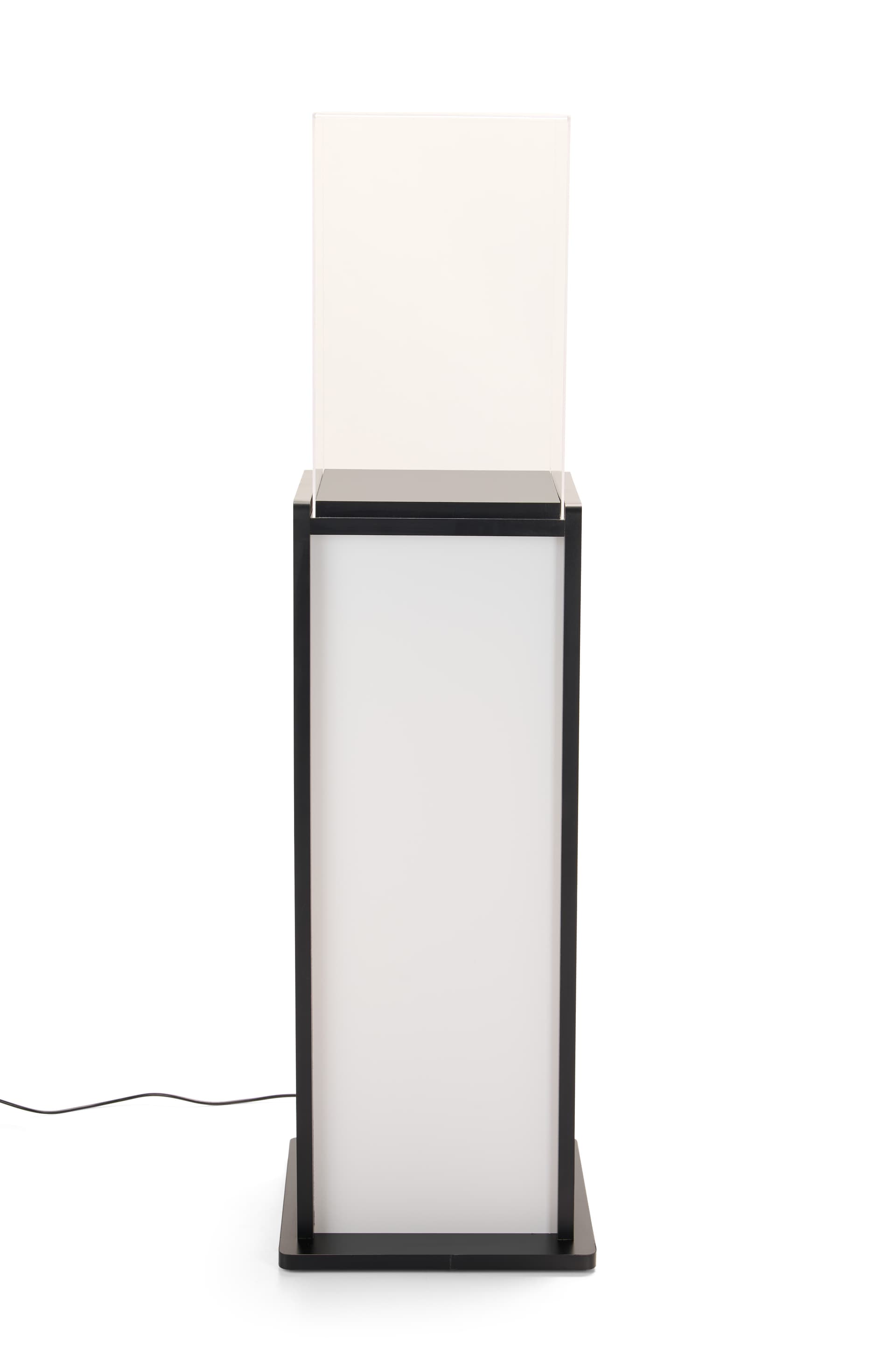 Acrylic display pedestal with LED lights and frosted white panel base