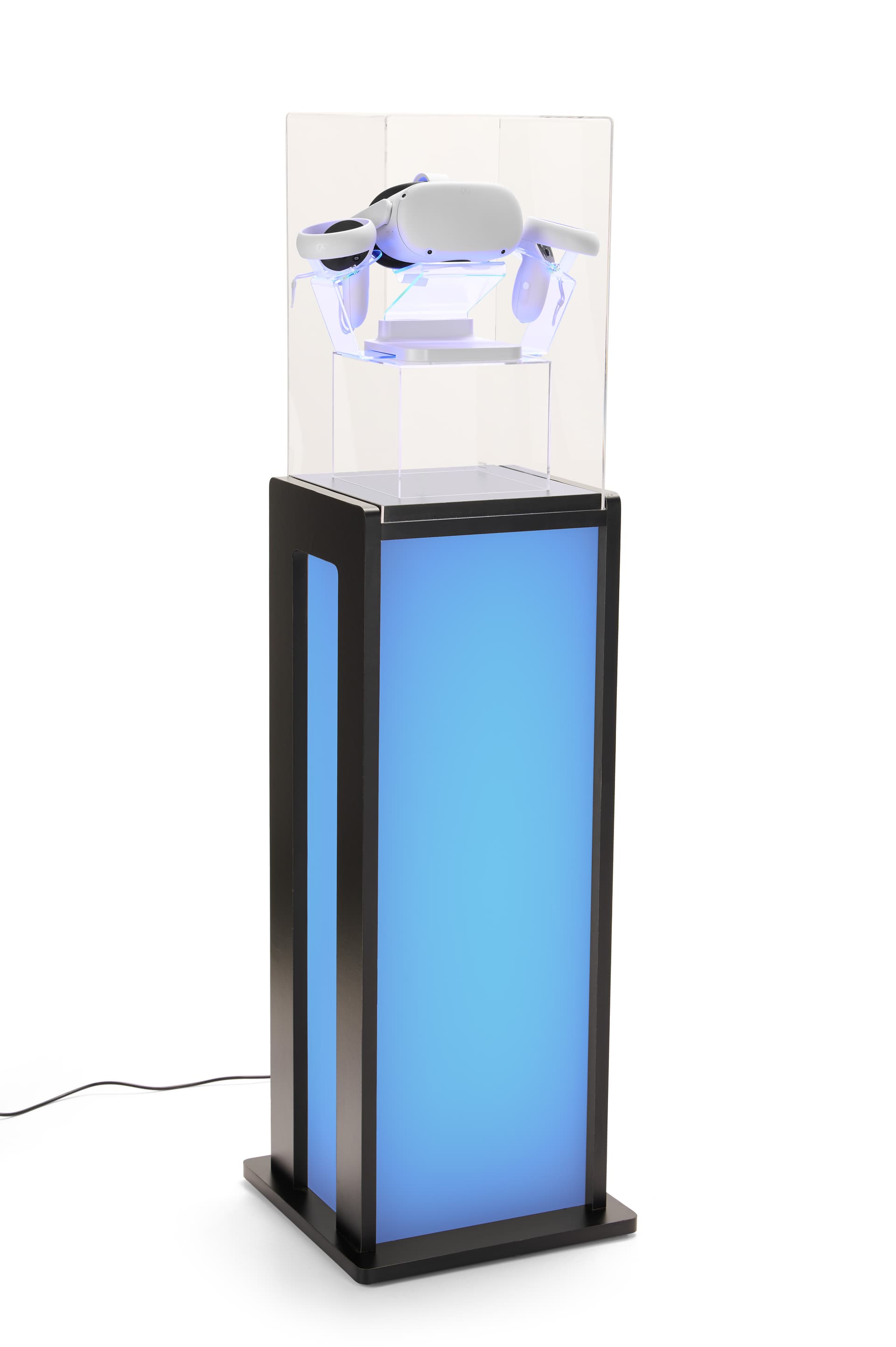 Acrylic display pedestal with LED lights and recycled acrylic top