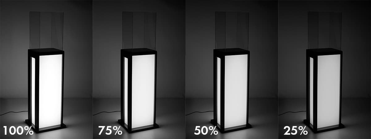 Acrylic pedestal display with LED lights and dimmable lights
