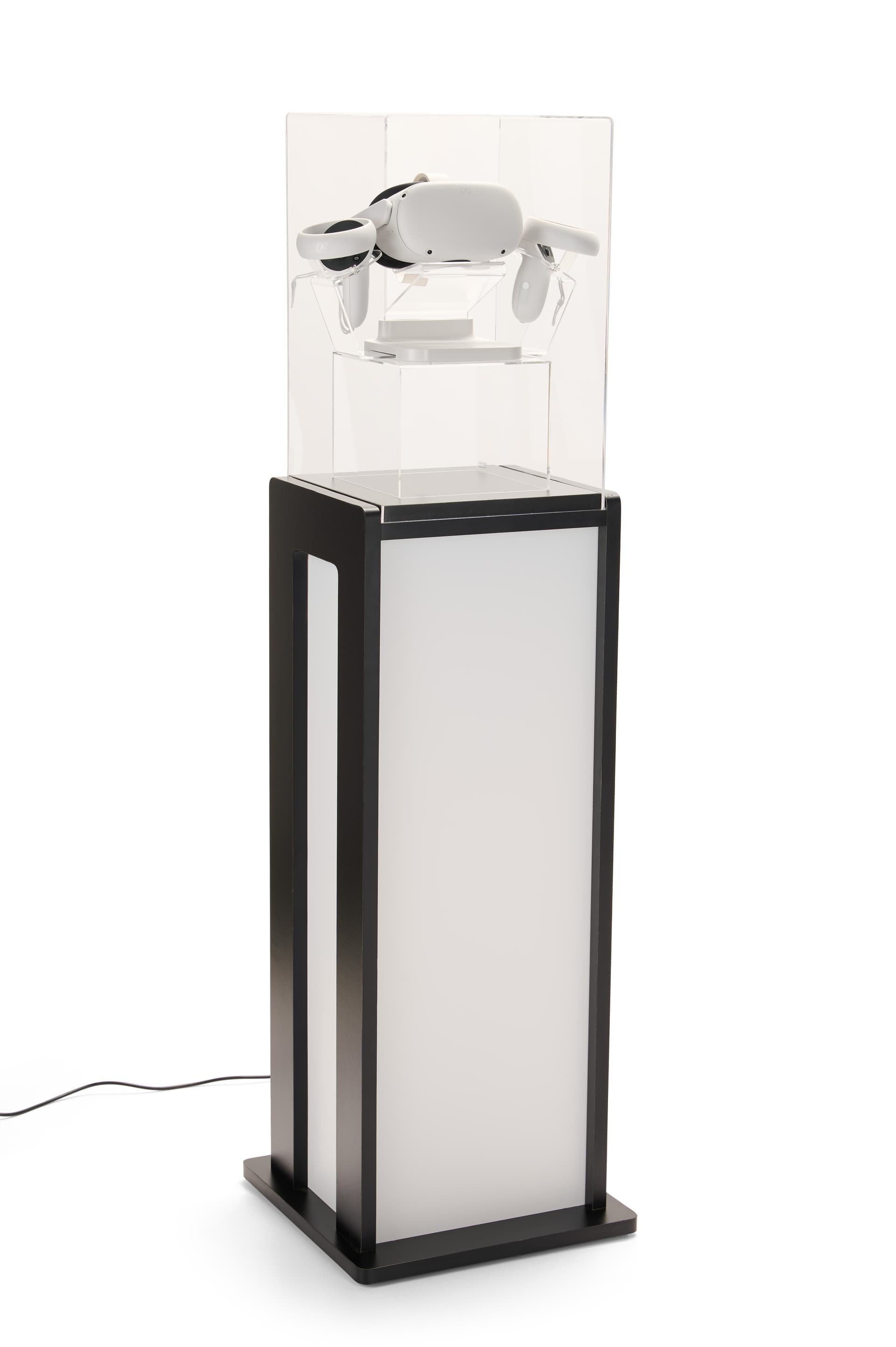 Acrylic display pedestal with LED lights that are dimmable