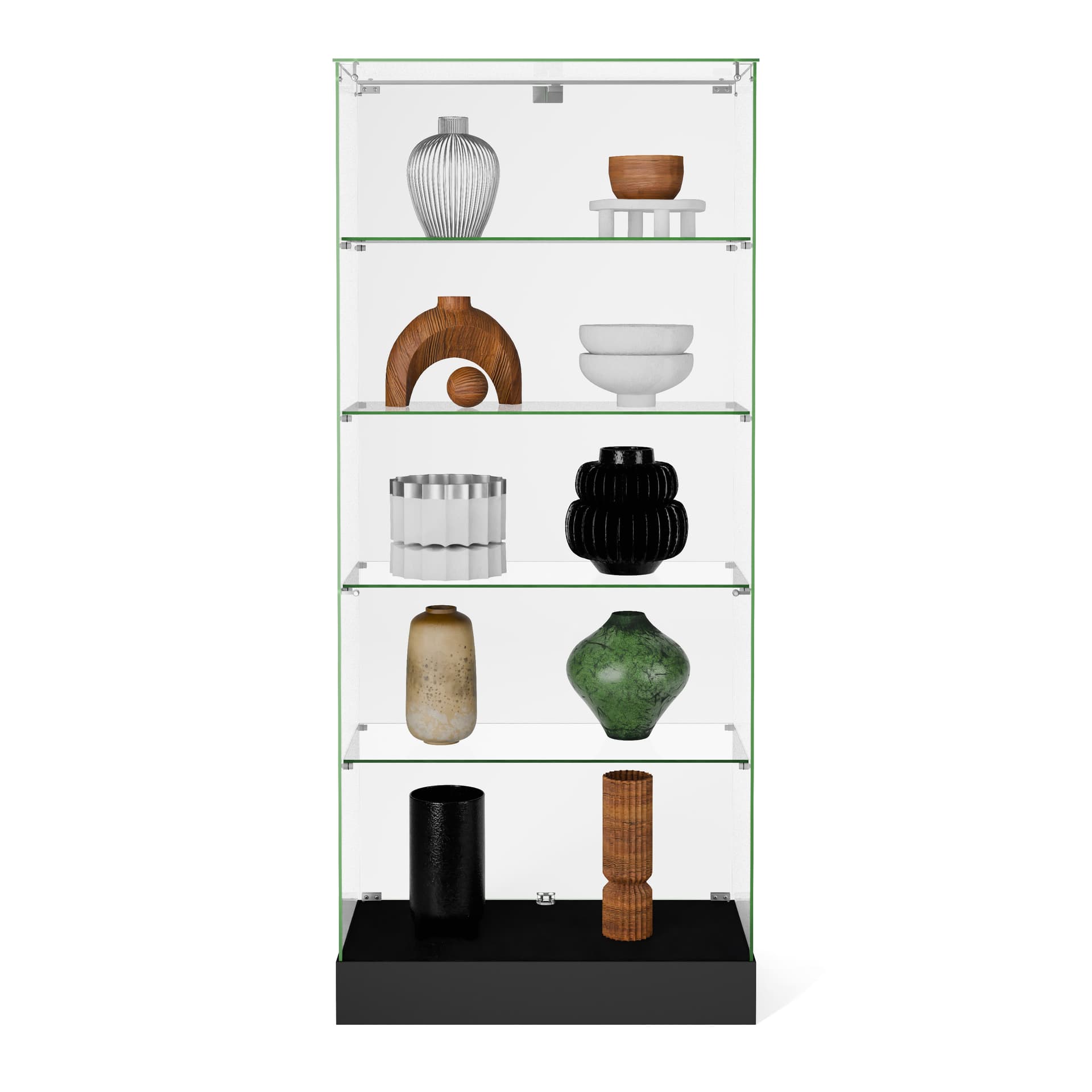 Tower display with hidden wheels