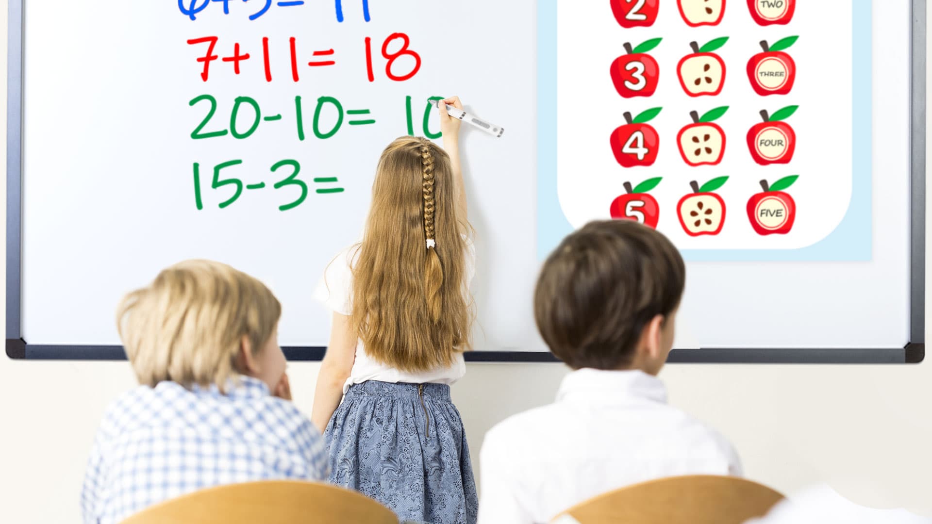 Smart digital interactive whiteboard in classroom 