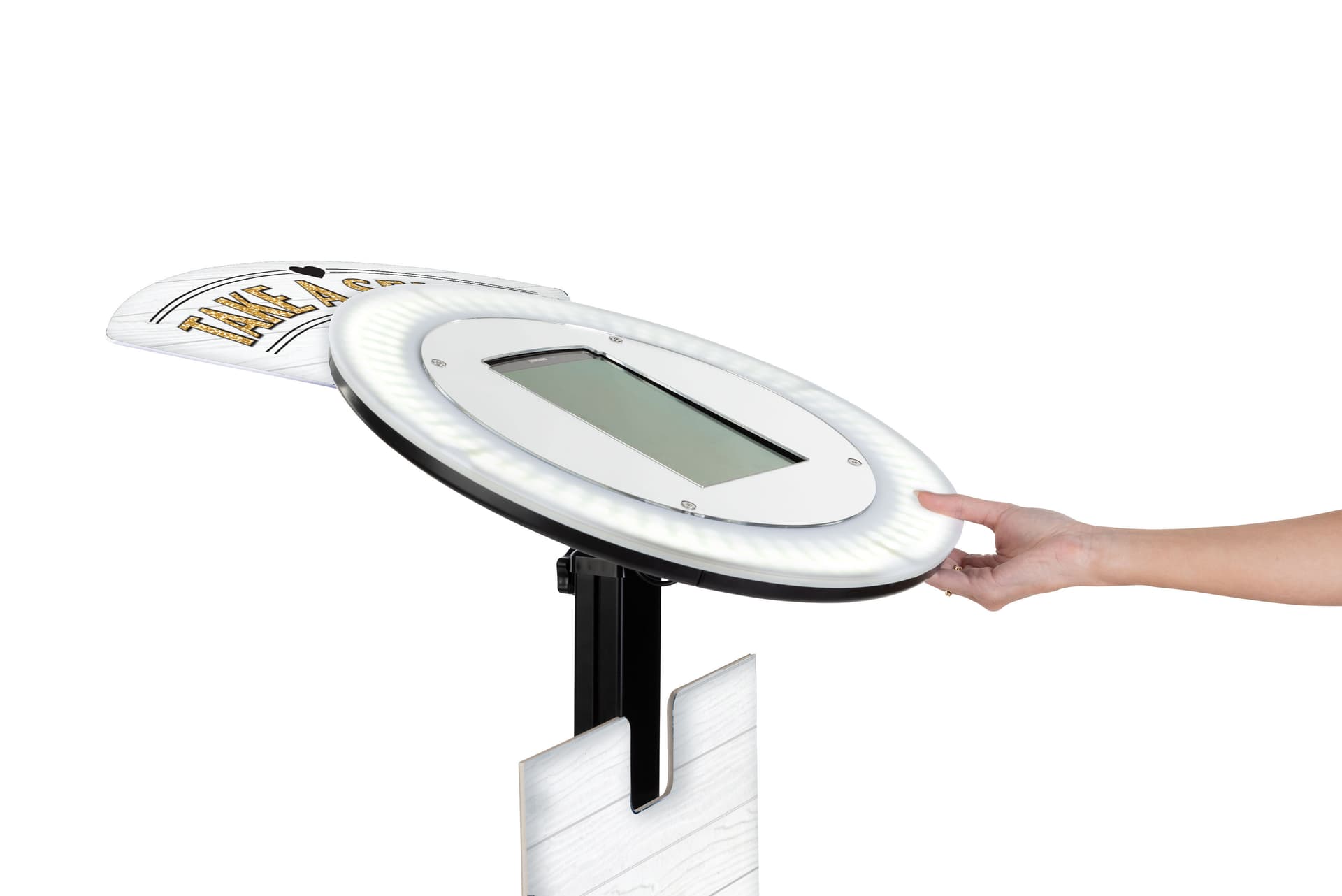 Adjustable angle promotional tablet selfie booth
