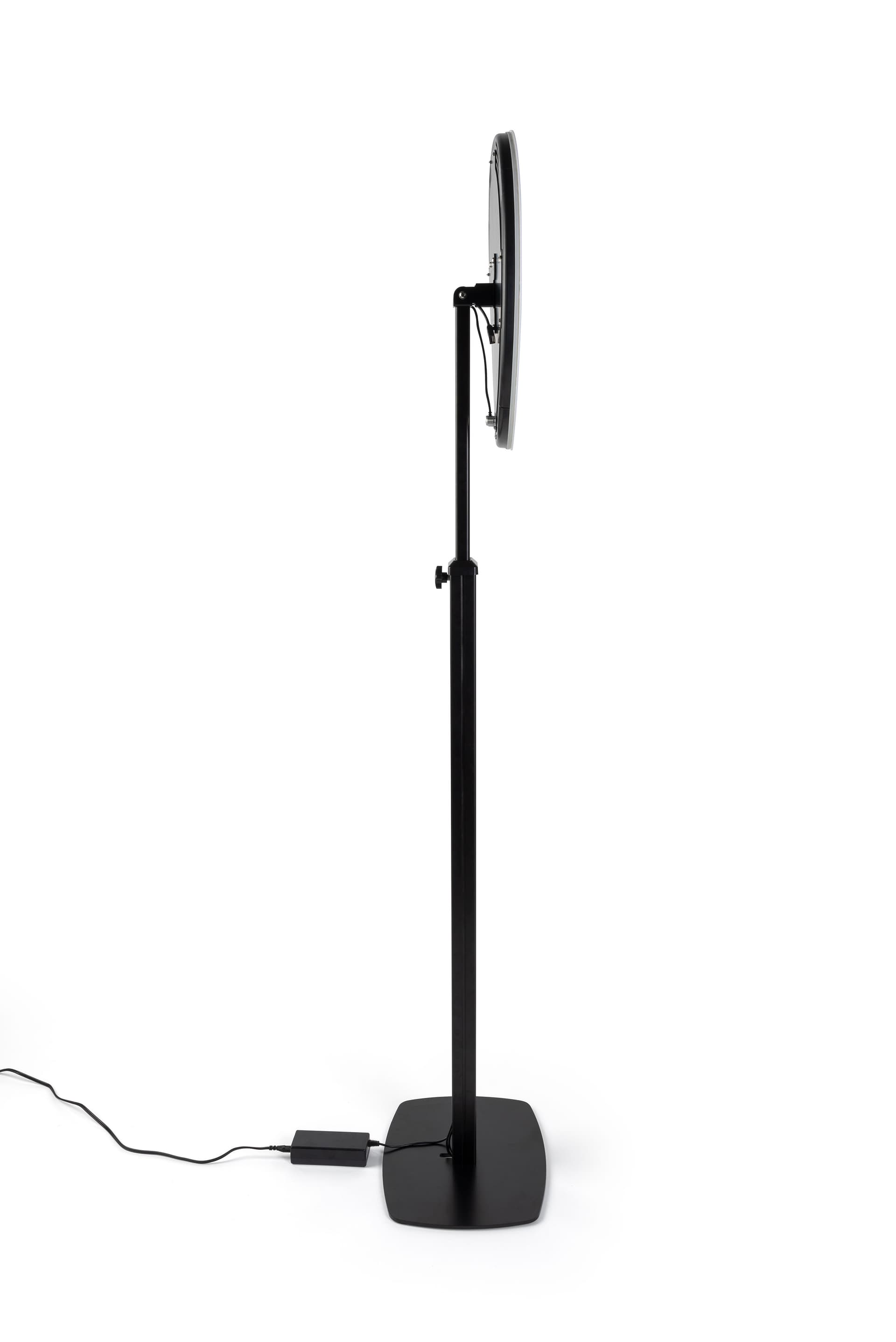 iPad photo booth stand with light ring and 70-inch maximum height