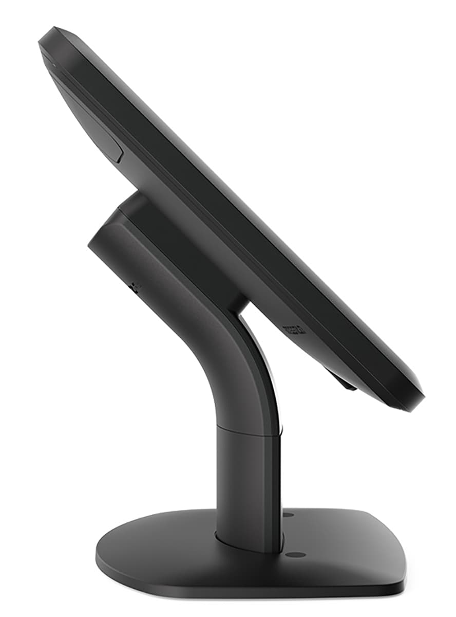 Desktop iPad holder with rotates to landscape or portrait orientation