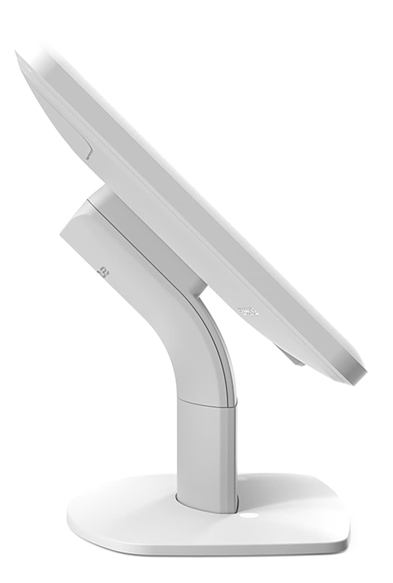 Countertop Samsung Galaxy tablet holder showcasing the smooth and graceful side profile of this unit