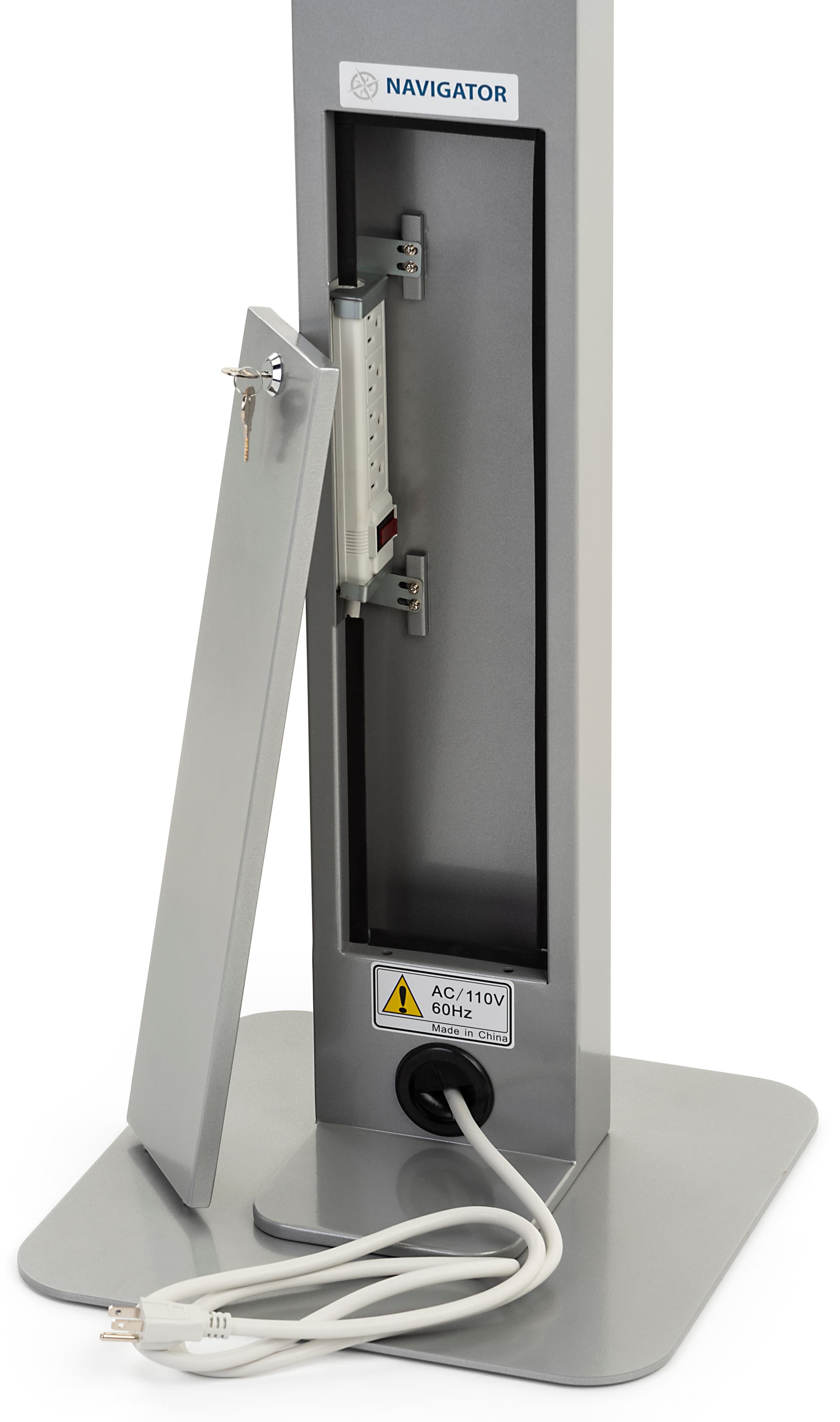 iPad enclosure floor stand with cable management compartment
