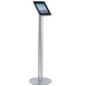 iPad Floor Stand w/ Locking Enclosure, Rotating Bracket & Cable Management - Silver
