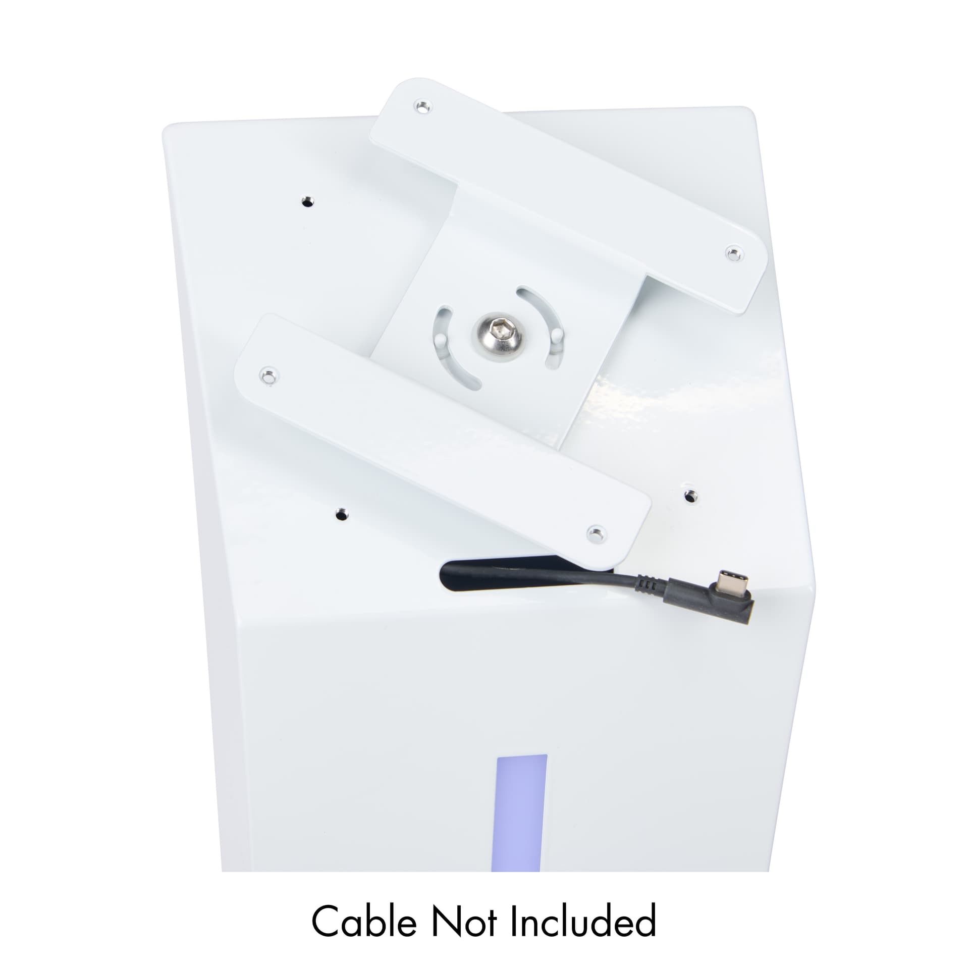 Edge-lit iPad kiosk with rotating bracket 