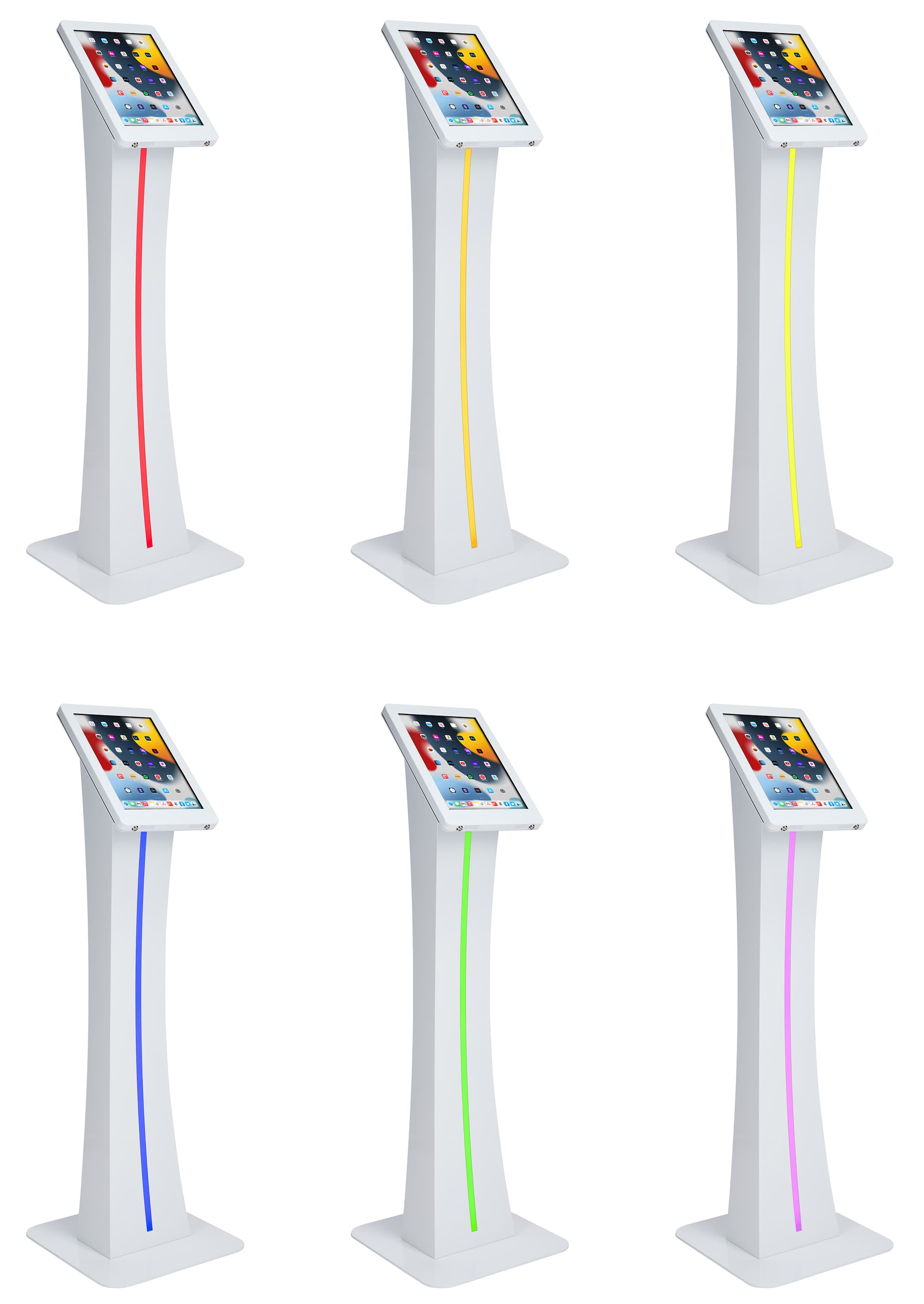 Edge-lit iPad kiosk with 16 color-changing LEDs