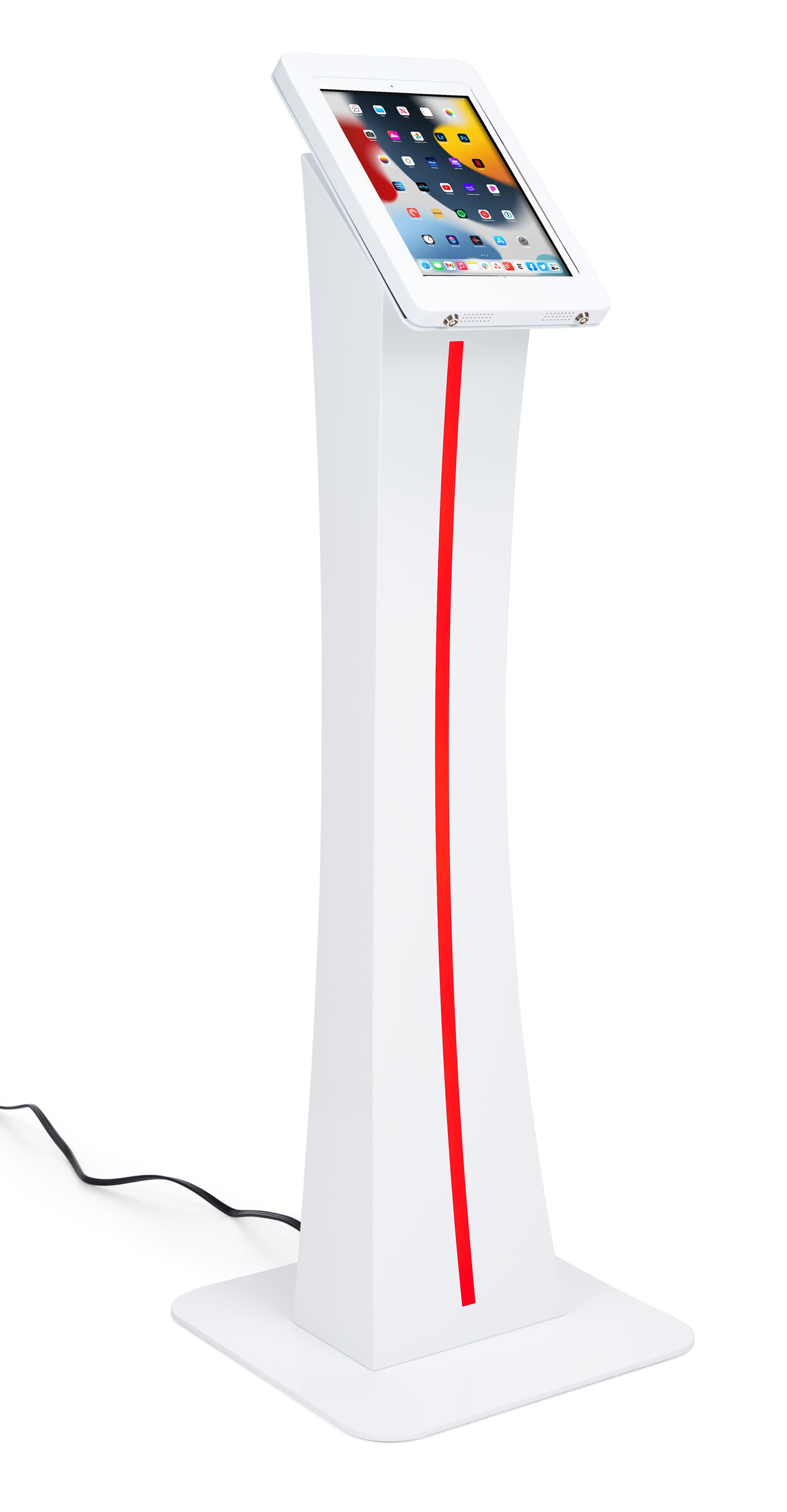 Edge-lit iPad kiosk with LED light strip 