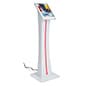iPad Floor Stand with Rotating, Locking Enclosure, Illuminated LED Panel - White