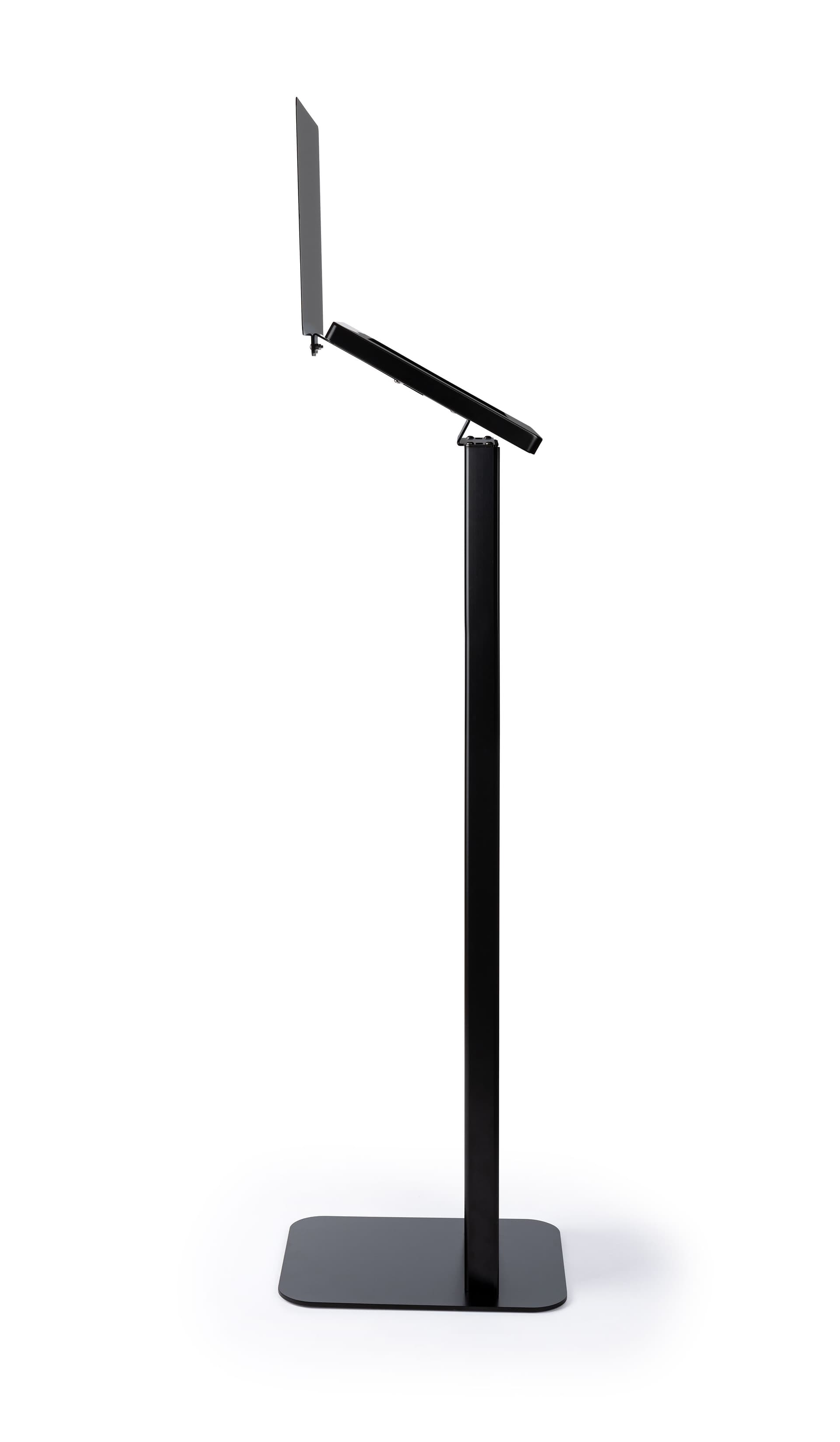Black and silver finish customizable tablet info kiosk
